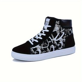 Trendy Men's High Top Sneakers - Non-Slip, Comfortable Lace-Up, Multi-Season Street Style Footwear