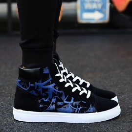 Trendy Men's High Top Sneakers - Non-Slip, Comfortable Lace-Up, Multi-Season Street Style Footwear