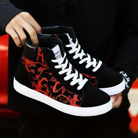 Trendy Men's High Top Sneakers - Non-Slip, Comfortable Lace-Up, Multi-Season Street Style Footwear