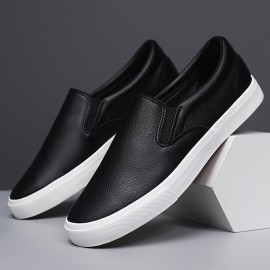 Plus Size Men's Solid Colour Slip On Skateboard Shoes, Comfy Non Slip Durable Casual Sneakers For Men's Outdoor Activities