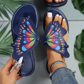 Women's Butterfly Shaped Thong Sandals, Slip On Soft Sole Lightweight Casual Flats, Non-slip Summer Beach Slides