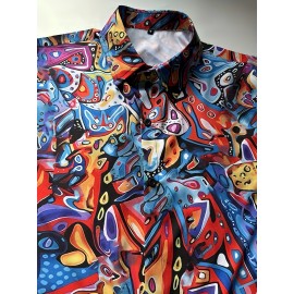 Men's Stylish Long Sleeve Button Up Shirt - Novelty Pattern for Spring, Fall, Festival, Carnival, Holiday