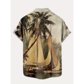 Men's Hawaiian Shirt - Coconut Tree Print, Lightweight and Breathable - Best Sellers