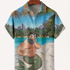 Men's Hawaiian Shirt - Coconut Tree Print, Lightweight and Breathable - Best Sellers