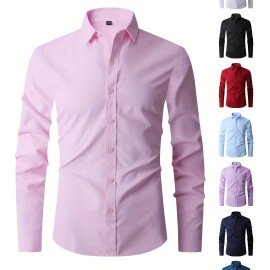 Men's Slim Fit Long Sleeve Button Up Shirt - Formal Business Wear for Spring and Fall - Great Gift for Men