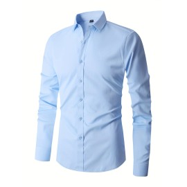 Men's Slim Fit Long Sleeve Button Up Shirt - Formal Business Wear for Spring and Fall - Great Gift for Men