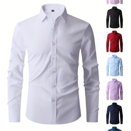 Men's Slim Fit Long Sleeve Button Up Shirt - Formal Business Wear for Spring and Fall - Great Gift for Men