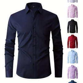 Men's Slim Fit Long Sleeve Button Up Shirt - Formal Business Wear for Spring and Fall - Great Gift for Men