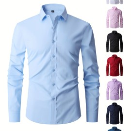 Men's Slim Fit Long Sleeve Button Up Shirt - Formal Business Wear for Spring and Fall - Great Gift for Men