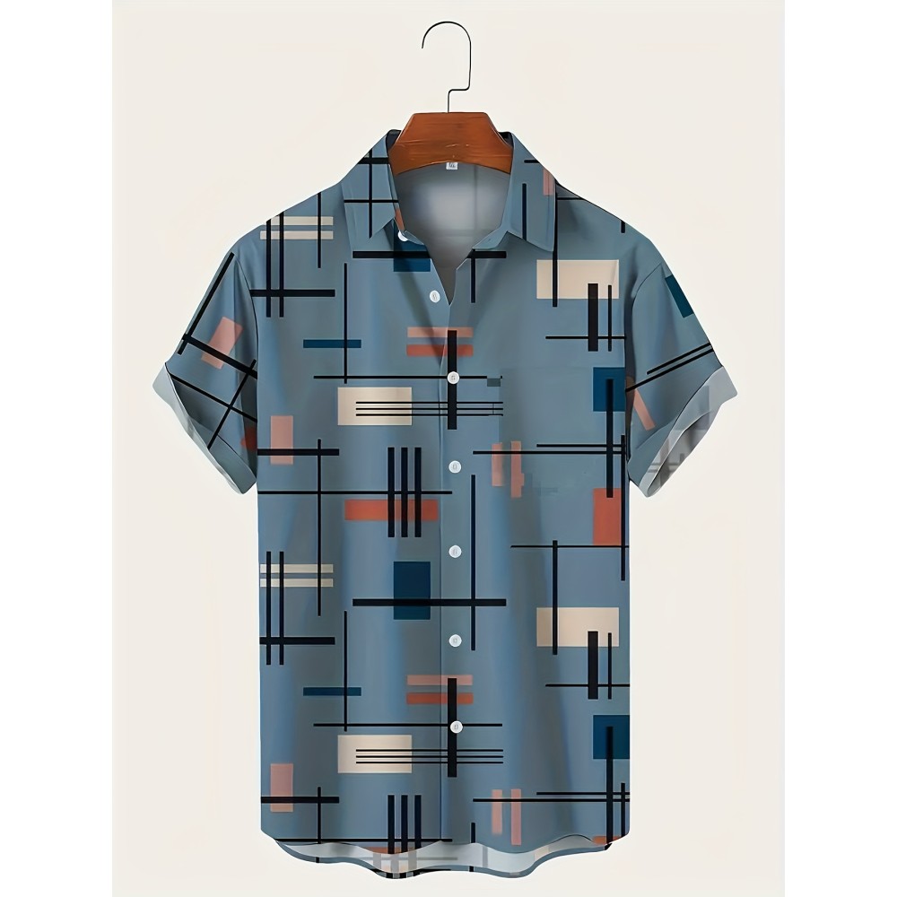 Casual All-match Men's Short Sleeve Button Down Shirt, Summer Outdoor Holiday