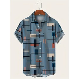 Casual All-match Men's Short Sleeve Button Down Shirt, Summer Outdoor Holiday