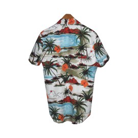 Men's Beach Scenery Button Up Short Sleeve Hawaiian Shirt For Summer, Vacation Resort, Men's Shirt