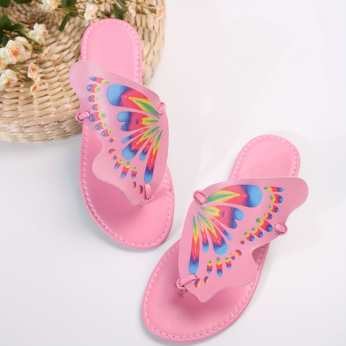 womens butterfly shaped thong sandals slip on soft sole lightweight casual flats non slip summer beach slides details 3