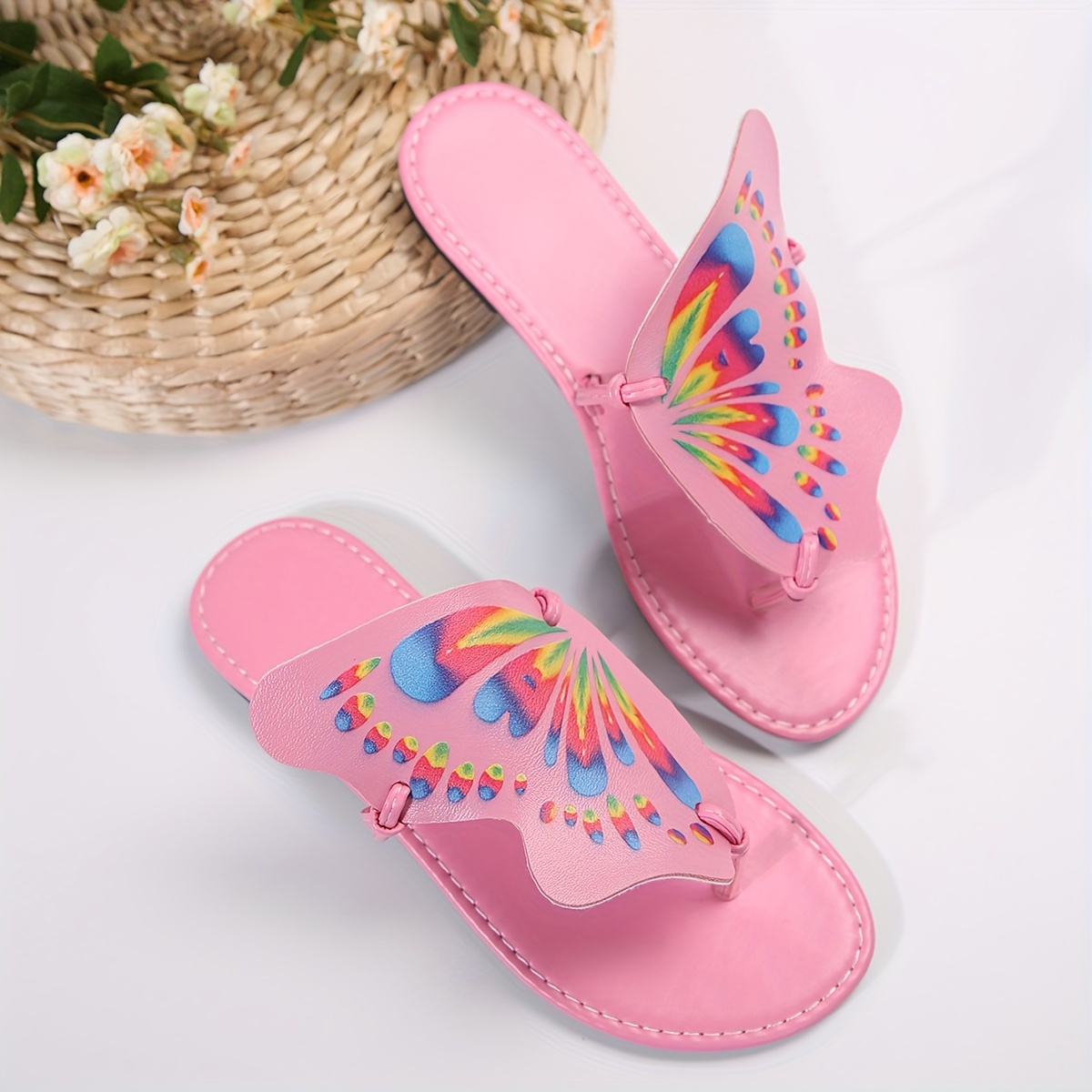 womens butterfly shaped thong sandals slip on soft sole lightweight casual flats non slip summer beach slides details 5