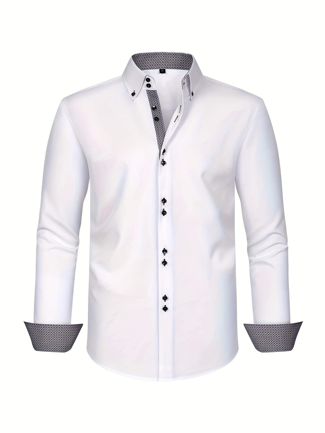 elegant formal mens long sleeve button up shirt for spring fall business meeting occasions mature style details 0