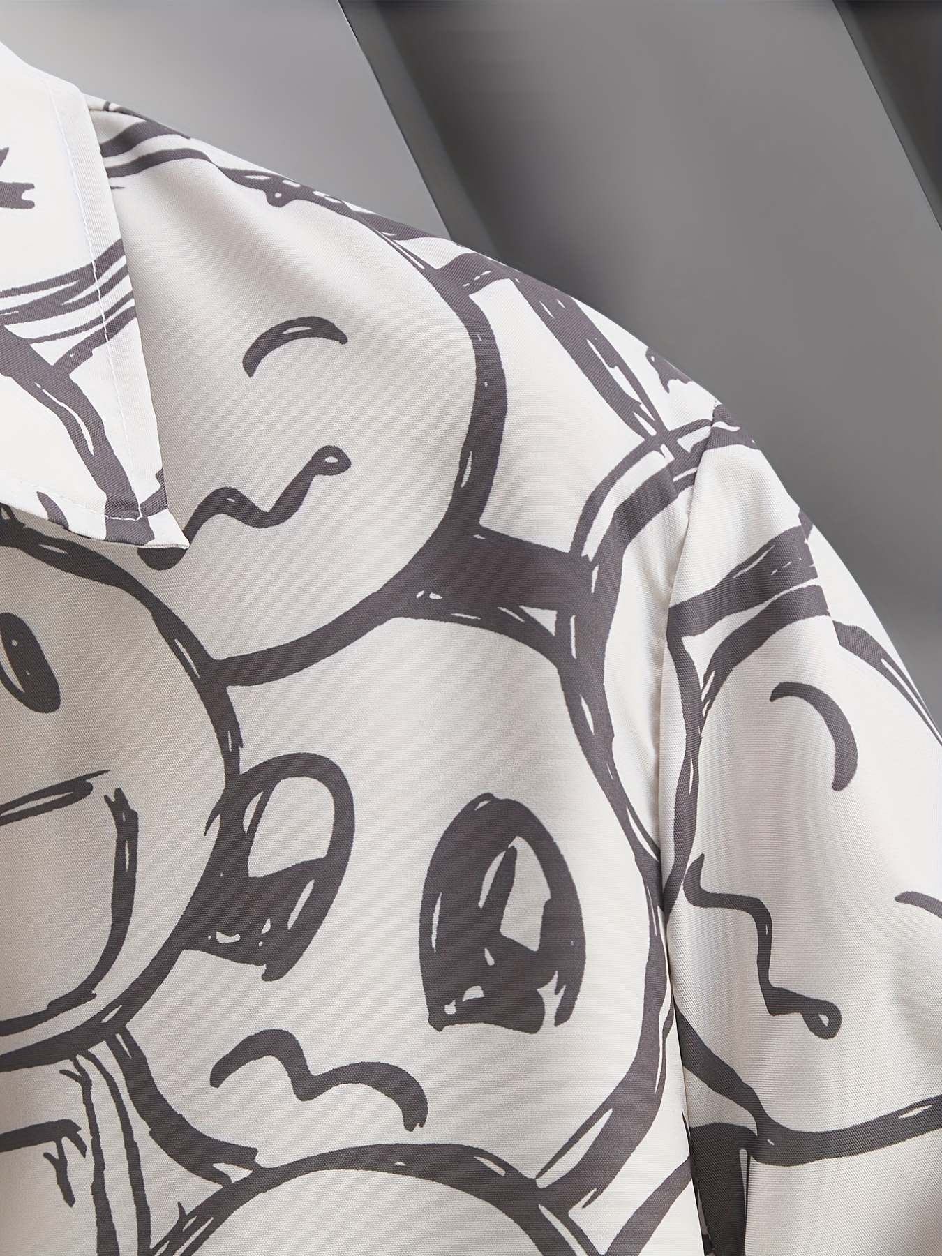 cartoon face print mens casual short sleeve shirt mens shirt for summer vacation resort details 3