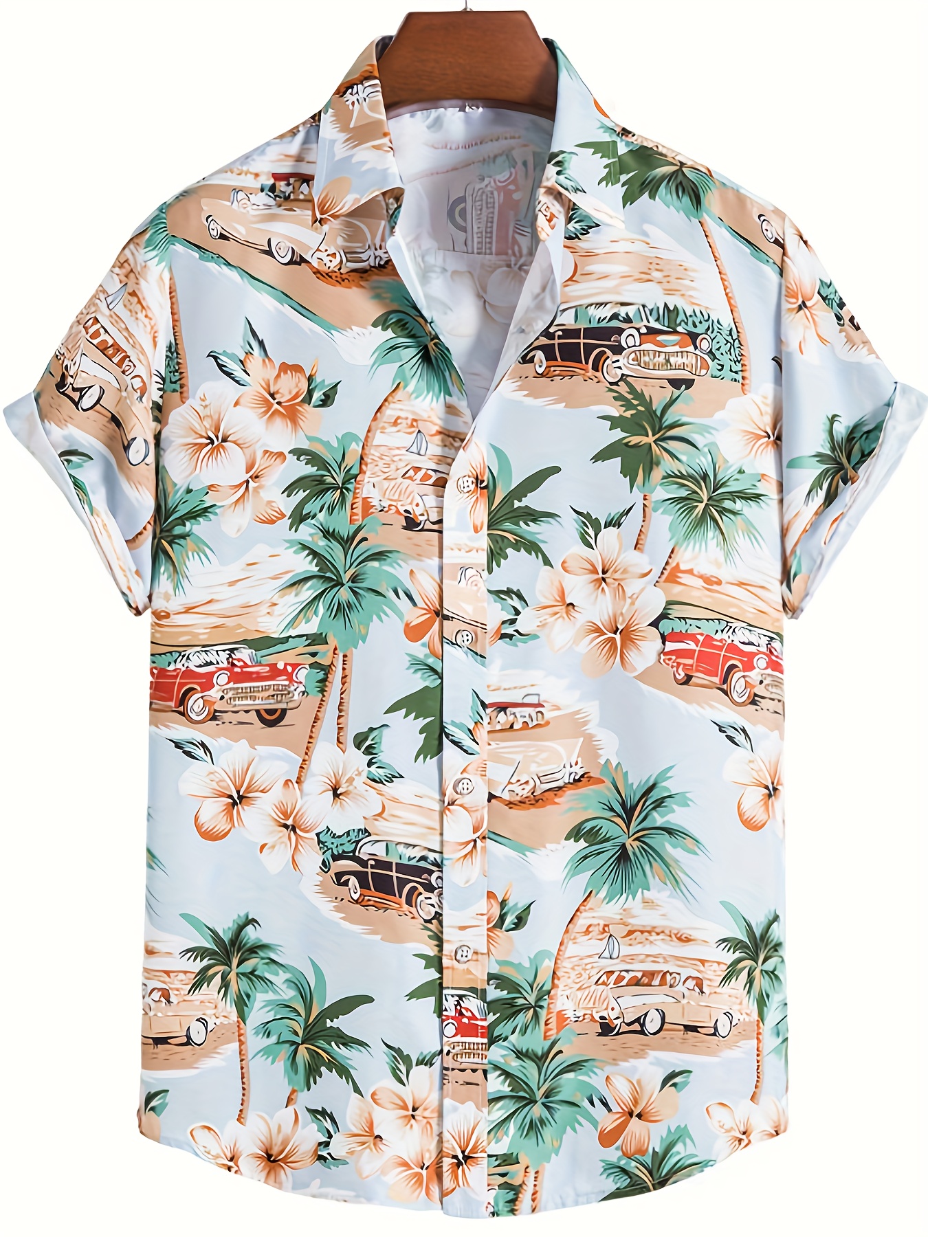 retro cat coconut tree print mens casual short sleeve hawaiian shirt mens shirt for summer vacation resort tops for men gift for men details 6