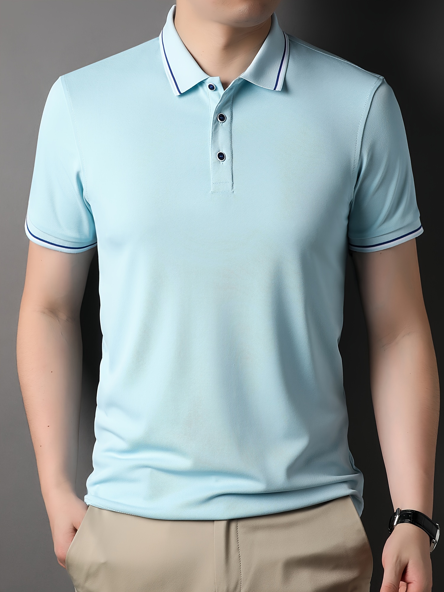 mens casual lapel 1 4 button short sleeve shirt for mens fitness golf details 8