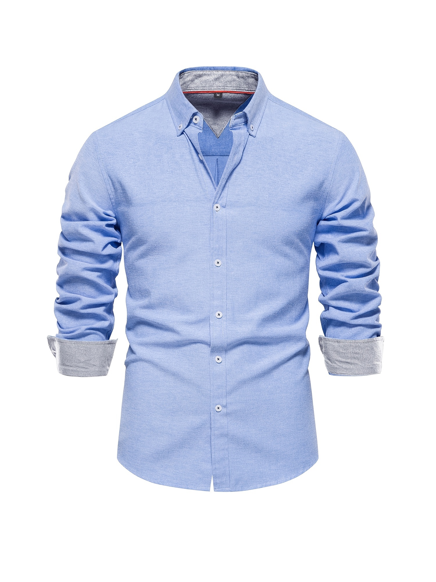 casual solid mens long sleeve oxford shirt mens comfy button up shirt for spring fall outdoor details 35