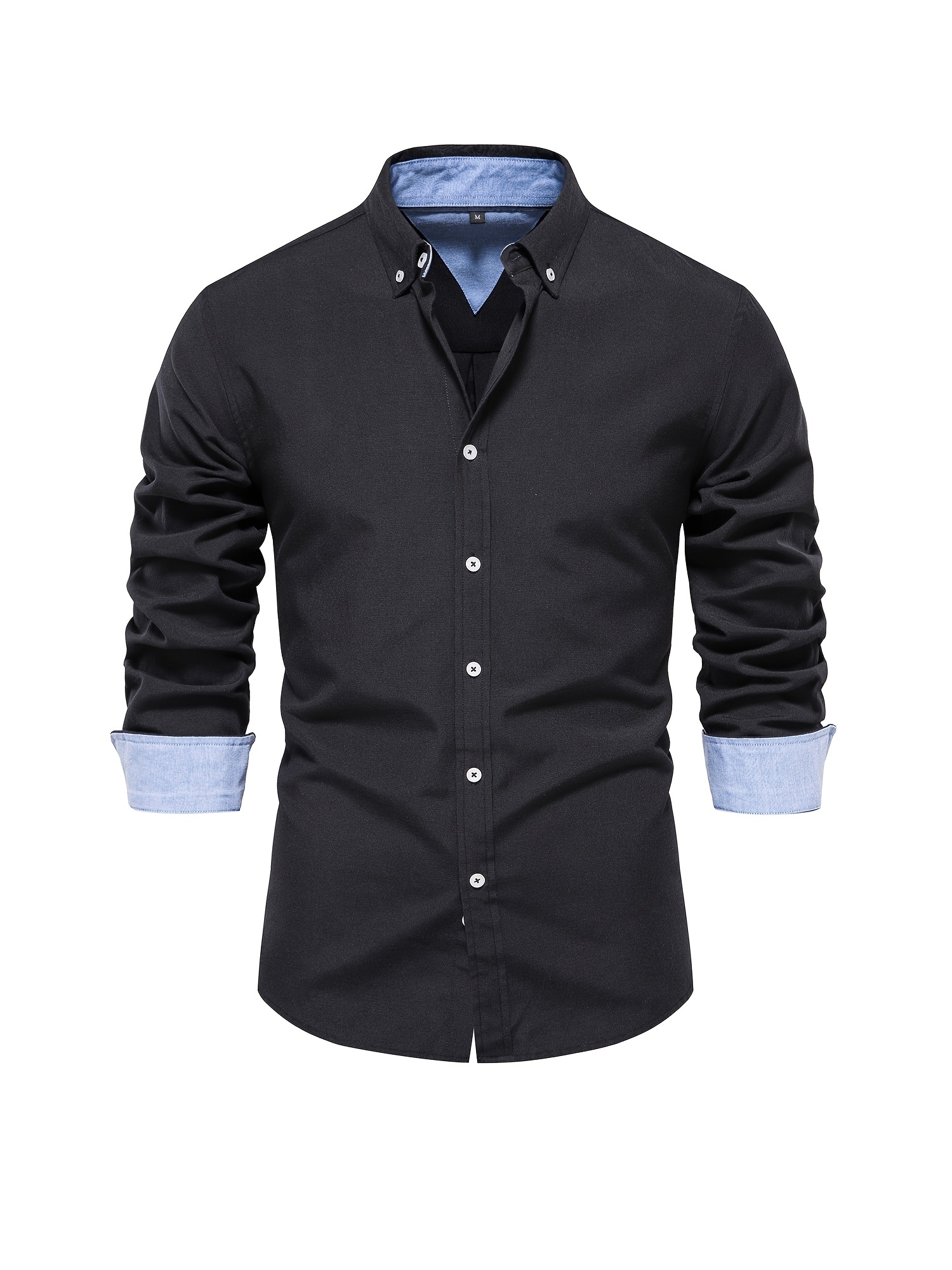 casual solid mens long sleeve oxford shirt mens comfy button up shirt for spring fall outdoor details 46