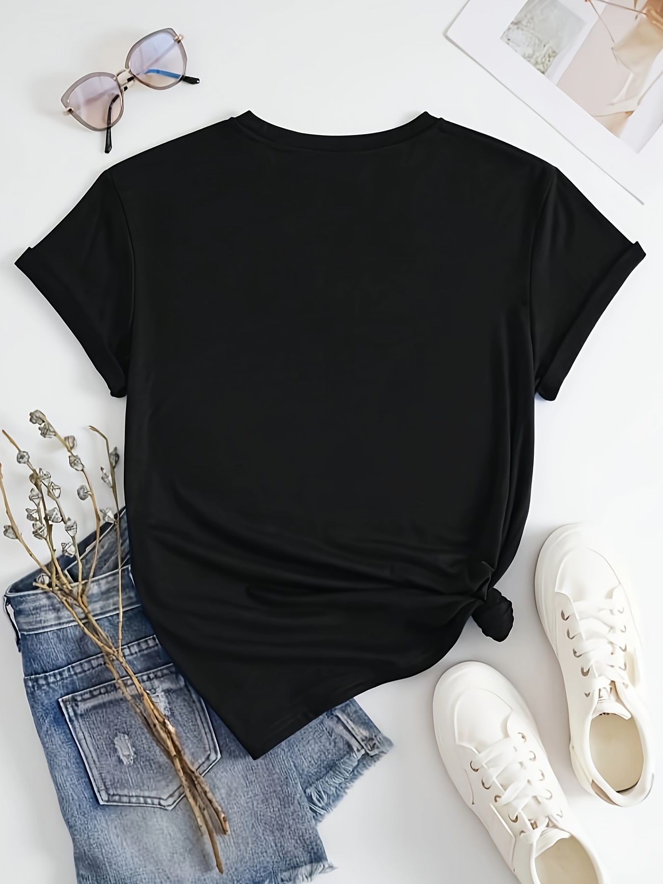 letter print crew neck t shirt casual short sleeve t shirt for spring summer womens clothing details 3